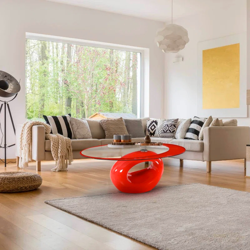 Orren Ellis Glass Top Coffee Table