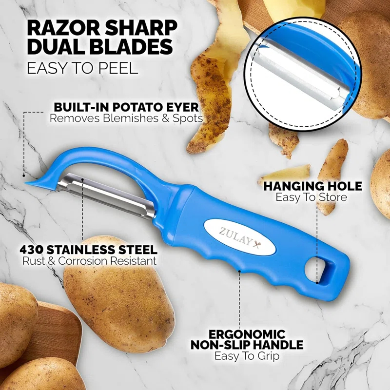 Zulay Kitchen Zulay Kitchen Premium Vegetable Peeler For Kitchen - Swivel Peeler With Razor Sharp Stainless Steel Blades & Strong Ergonomic Handle