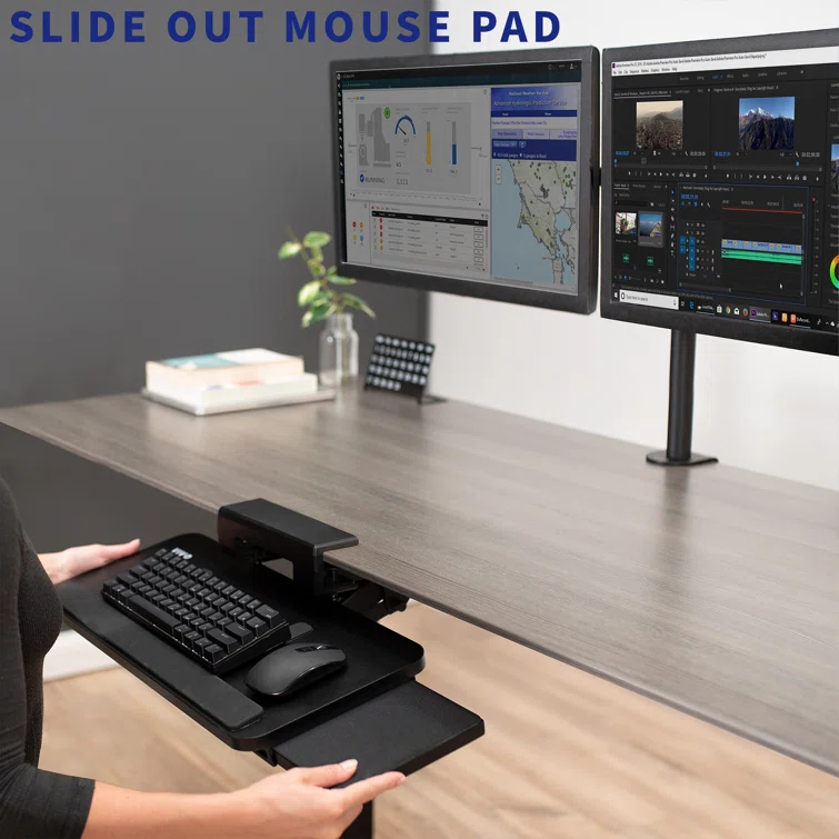 Vivo VIVO Adjustable Keyboard Tray with Slide-Out Mouse Pad, Under Table Desk Mount