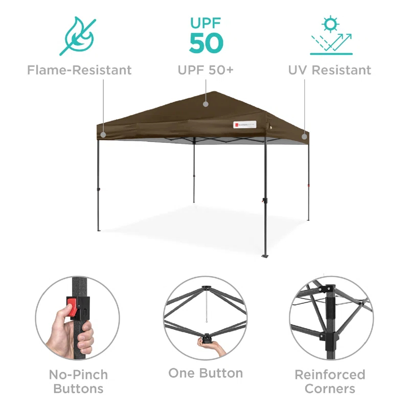 Best Choice Products Best Choice Products Easy Setup Pop Up Canopy W/ 1-Button Setup, Wheeled Case, 4 Weight Bags
