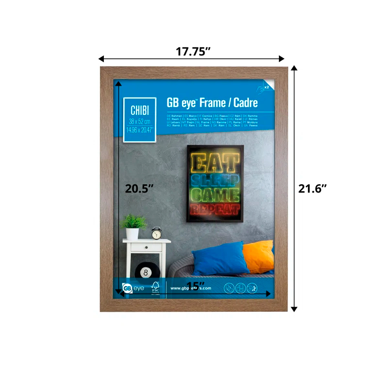 Gb Eye 20.5" X 15" Frame Set Of 2, Fsc Oak Wooden Poster Frame