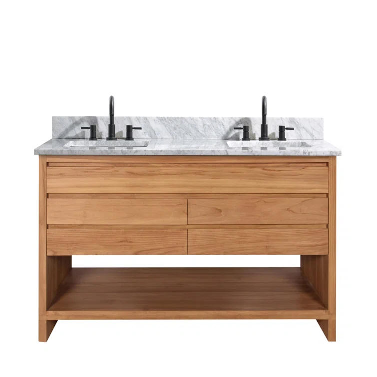 Avanity Kai 49 in. Vanity in Brown Reclaimed Wood with Carrara White Marble Top | Wayfair