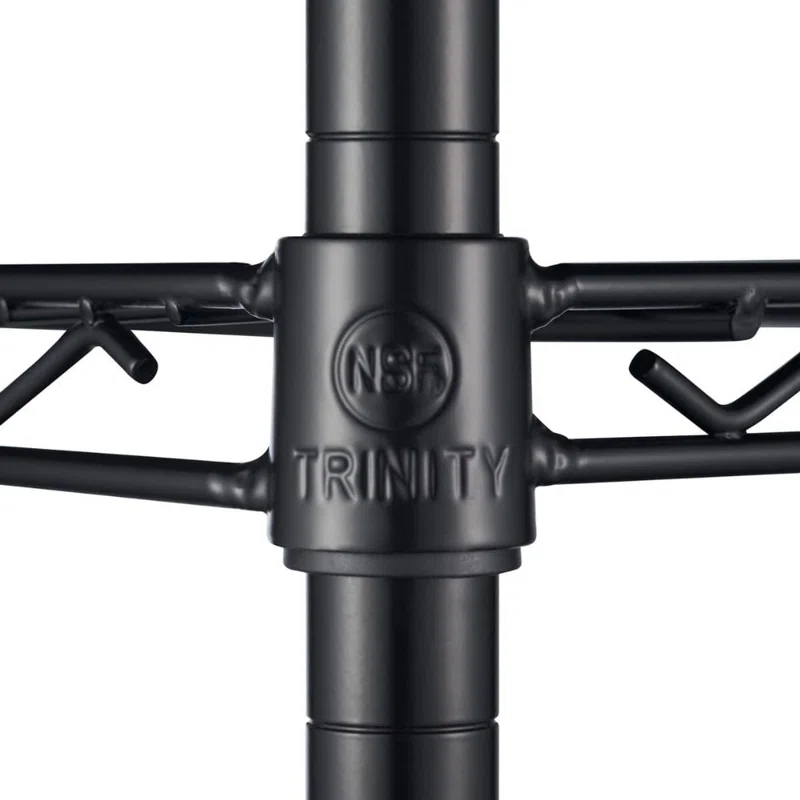TRINITY Black 4-Tier NSF Rolling Steel Wire Shelving Unit w/ Liners & Wheels (48 in. W x 18 in. D)