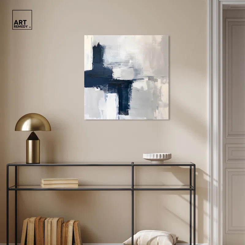 Art Remedy Tides of Indigo Canvas Neutral Abstracts by Art Remedy