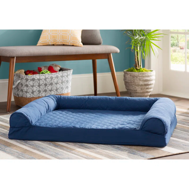 FurHaven Quilted Orthopedic Bolster Sofa Pet Bed