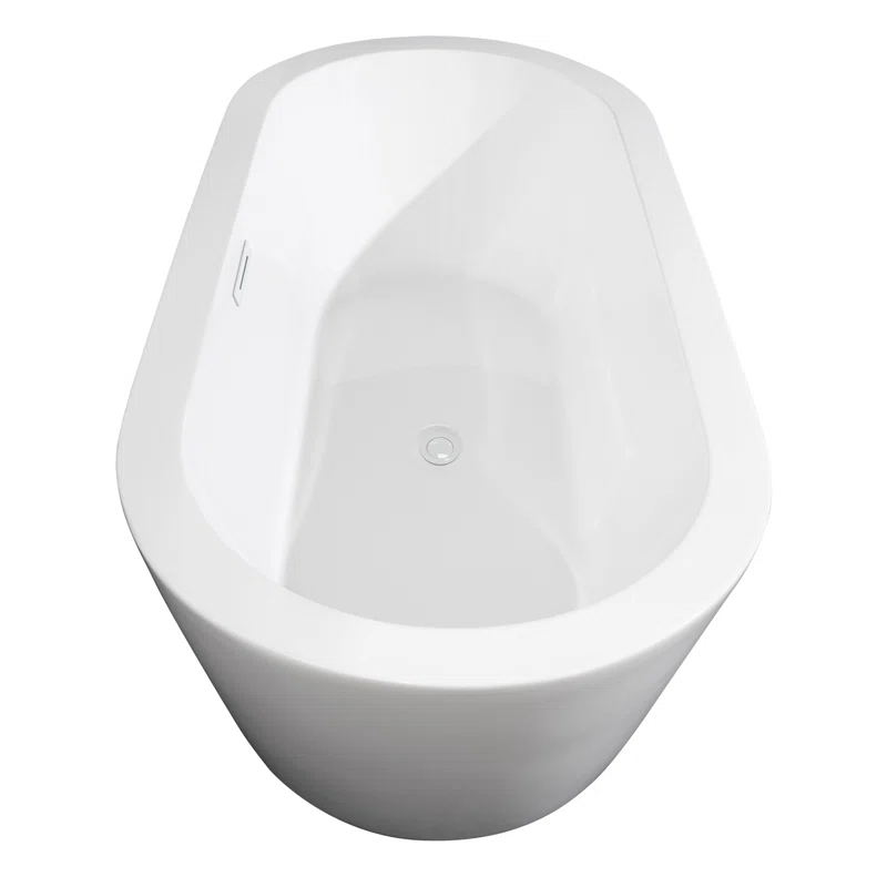 Wyndham Collection WCOBT100371SWTRIM Mermaid 71'' x 33.5'' Freestanding Soaking Acrylic Bathtub