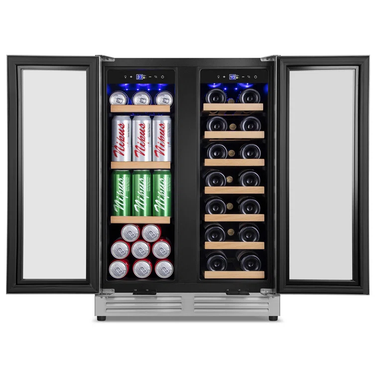 Nipus 24 in. Dual Zone 20-Bottle and 65-Can Beverage & Wine Cooler Four Door Handles Wine Fridge Removable Shelves  Classic Series