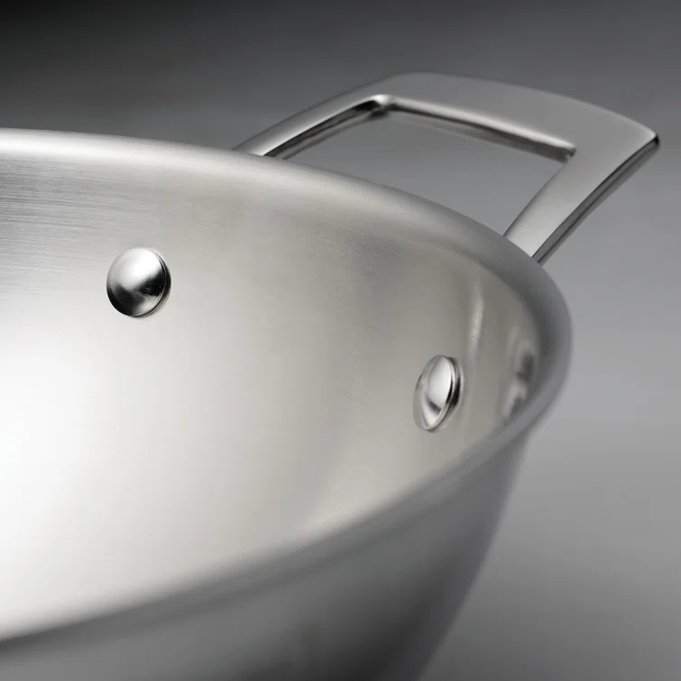 Tramontina Tramontina Utsava Tri-Ply Clad Stainless Steel Kadai with Lid, Kadhai Pot for Indian Cooking