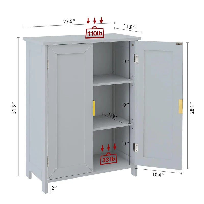 Bathroom Storage Cabinet, Freestanding with 2 Doors,Towel Cabinet for Bathroom Floor Cabinet