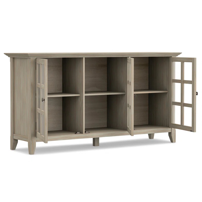 Simpli Home Acadian Wood 62" Transitional Cabinet in Gray