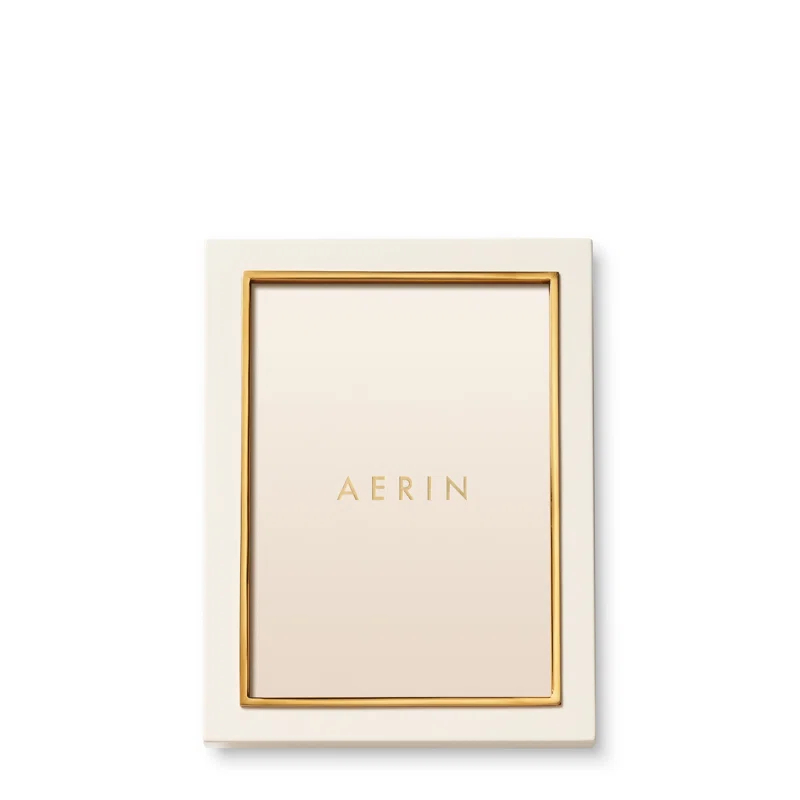 AERIN Shagreen Cream Leather Embossed Picture Frame