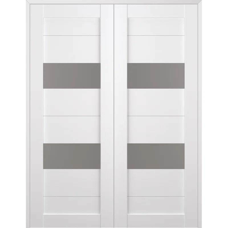 Belldinni Berta Solid Manufactured Wood and Glass Paneled Prefinished Standard Double Door