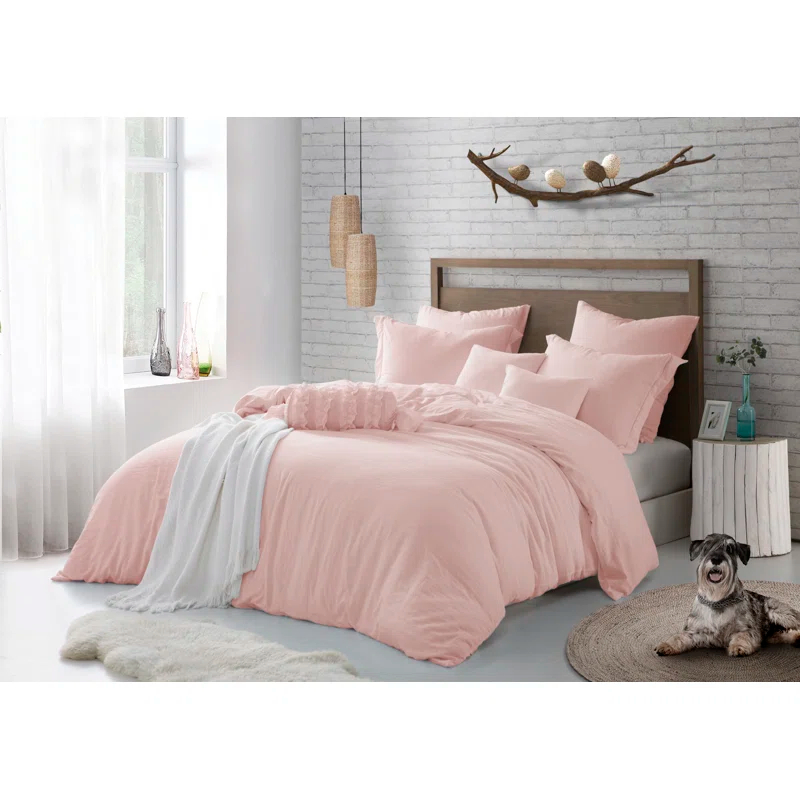 Swift Home Super Soft Crinkle Washed Microfiber Duvet Cover Set