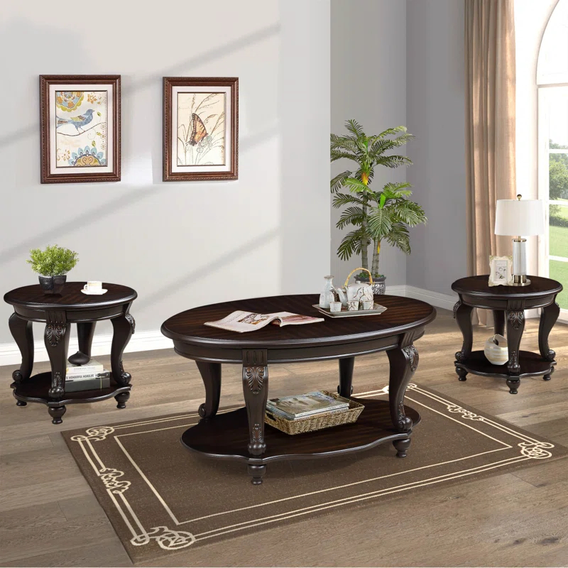 World Menagerie Living Room Coffee Table Set, Coffee Table & Two End Side Table 3-Piece Set Coffee Set