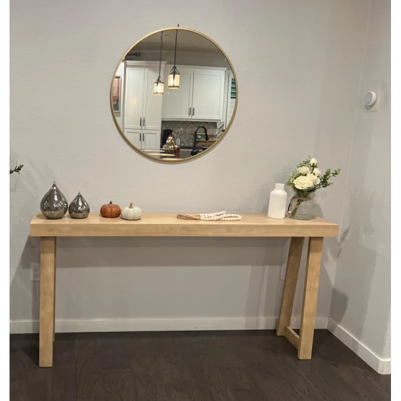 17 Stories Solid Wood Console Table, 66 Inch, Sofa Table, Narrow Entryway Table for Hallway