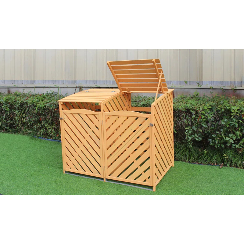 Hanover Hanover Outdoor 4.88 ft. x 3.01 ft. Wooden Trash Bin and Recyclables Storage Shed