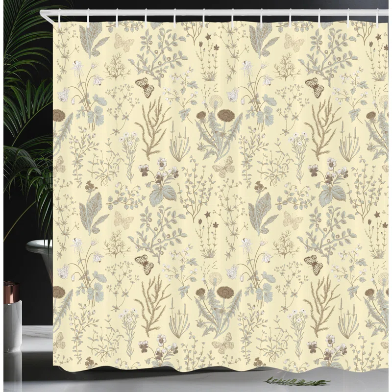 Ambesonne Floral Shower Curtain with Hooks Included