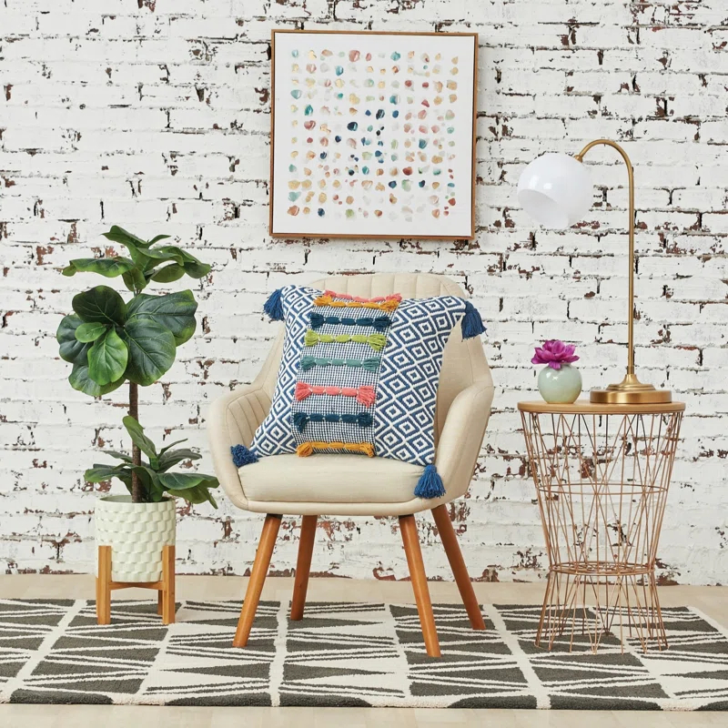 C&F Home Clara Ciara Woven and Tufted Decorative Throw Pillow With Tassels
