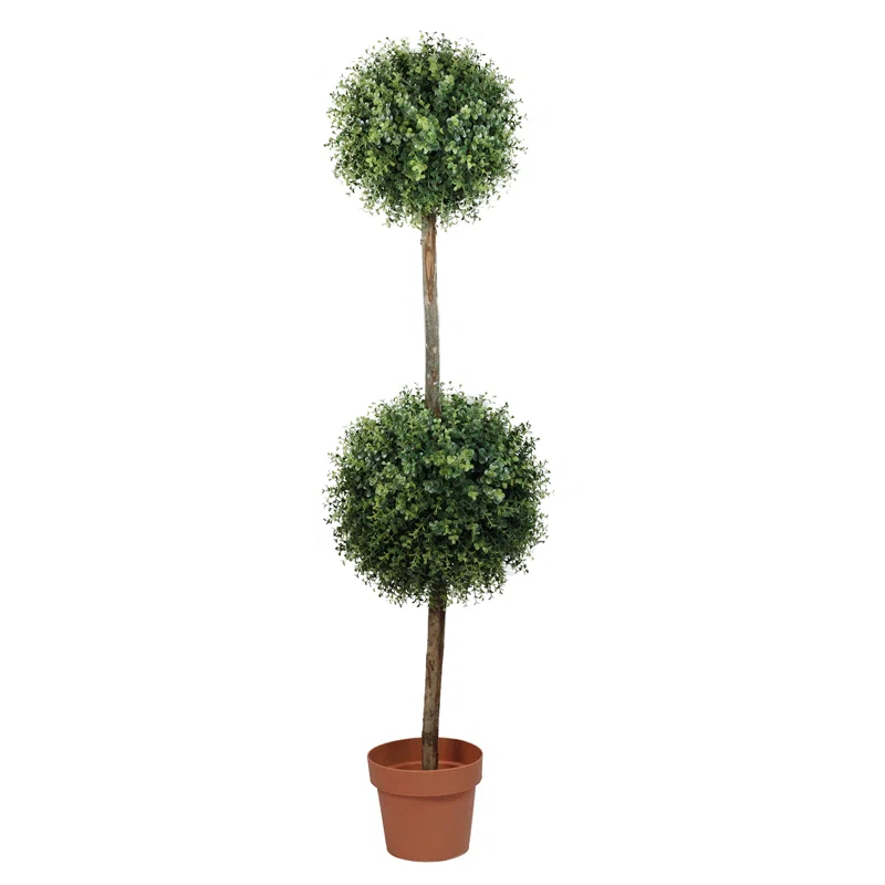 Northlight Seasonal 4.5' Potted Two-Tone Artificial Boxwood Double Ball Topiary Tree - Unlit