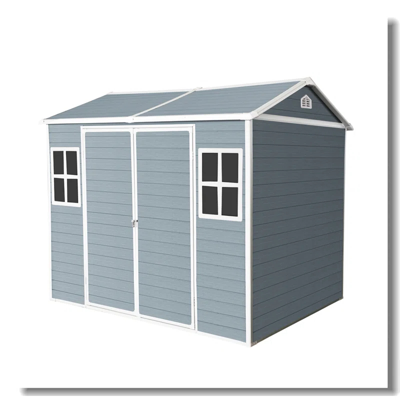 Tryimagine 8 X 6 Ft Resin Outdoor Storage Shed Waterproof Shed With Floor & Two Windows & Lockable Door, Tool Shed For Garden, Patio, Backyard