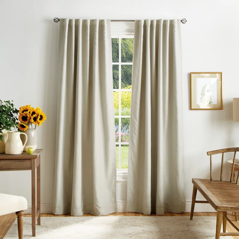 Bedford Polyester Blackout Curtain Panel Pair Linen (Set of 2)