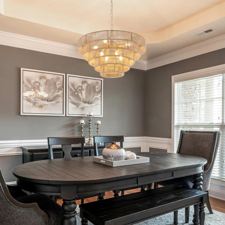 HLILish Bohemian Style Woven Pendant Light 23.6 Inch Rattan Ligh Large Rattan Pendant Light With 5-Tier Rattan Chandelier--Wood