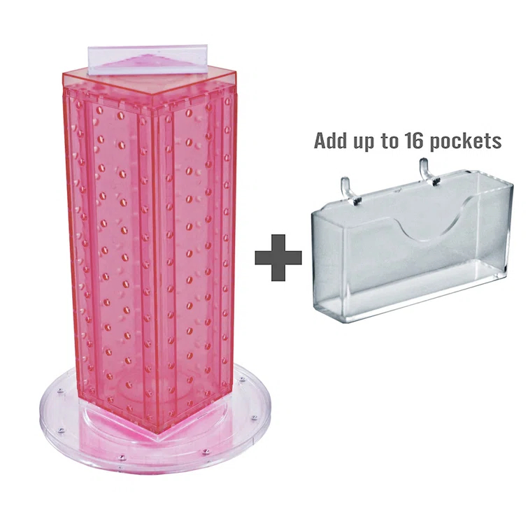 Azar Displays Four-Sided, 16 Pocket, Revolving Pegboard Gift Card Kit for Countertop
