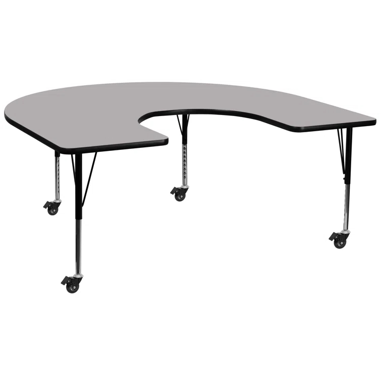 Flash Furniture Goddard 60''W x 66''L Horseshoe Thermal Laminate Activity Table - Adjustable Short Legs