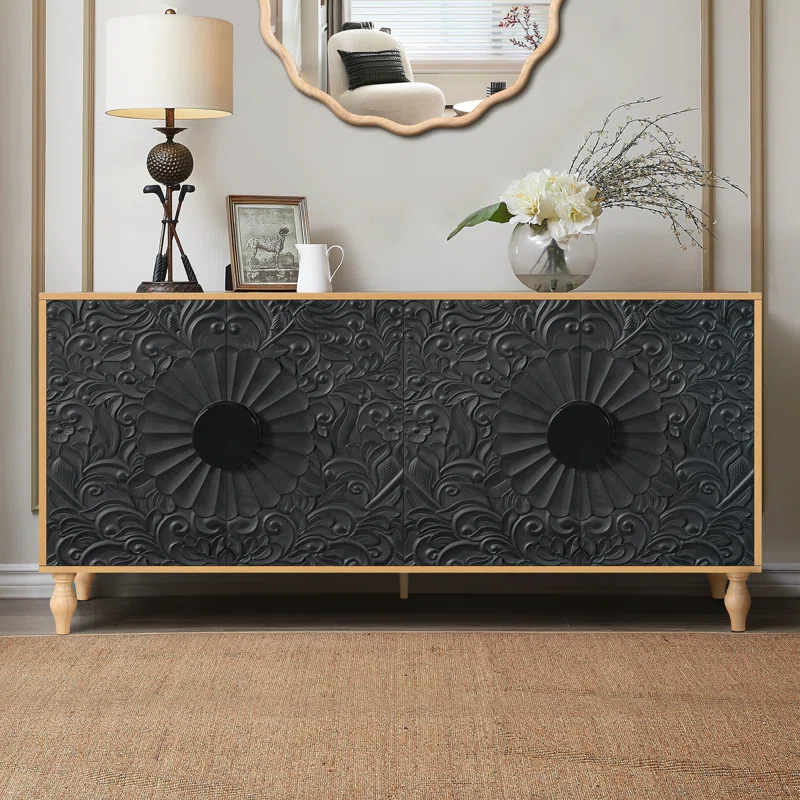 red chair Sideboards with Carved Symmetrical Design Door