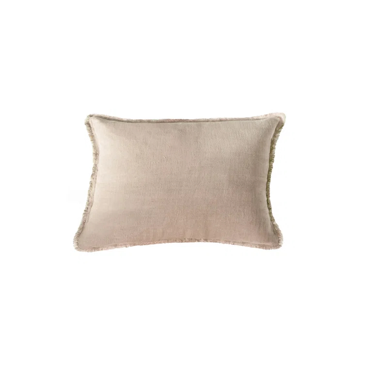 Anaya Fringed Linen Reversible Throw Pillow