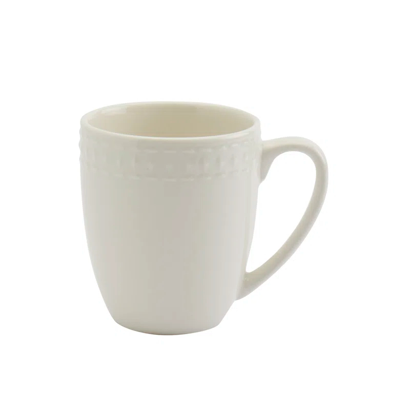 Tabletops Gallery Ivory Dinnerware Tabletops Gallery Mug Embossed White (Set of 4)