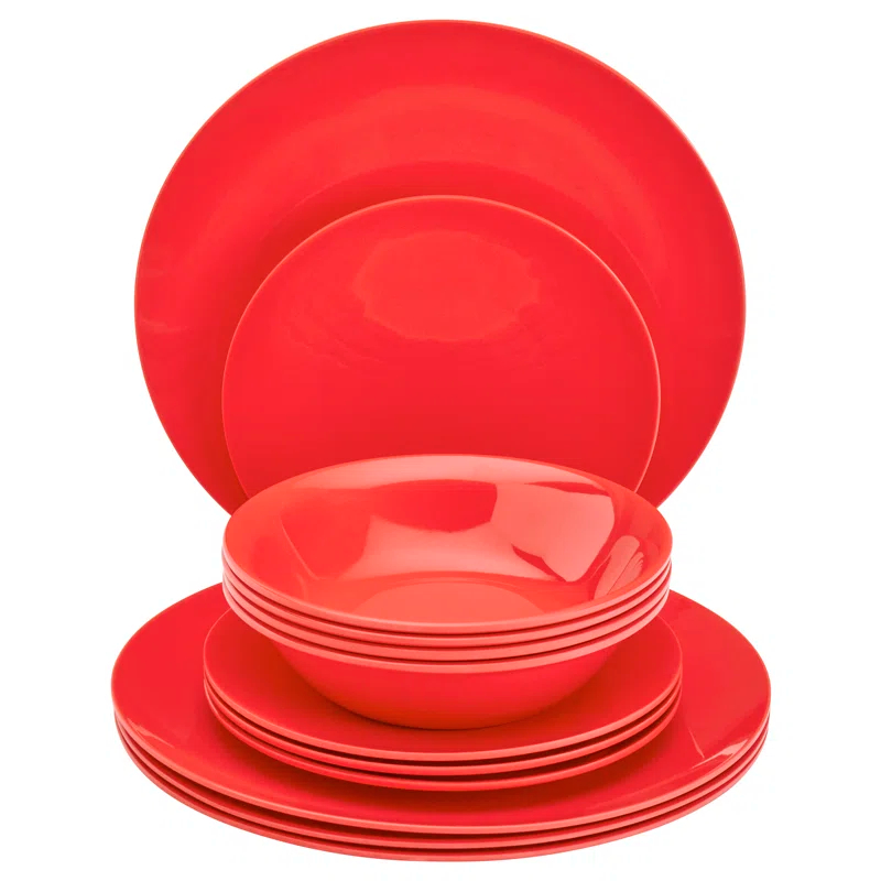Tabletops Gallery Peacock 12 Piece Melamine Dinnerware Set