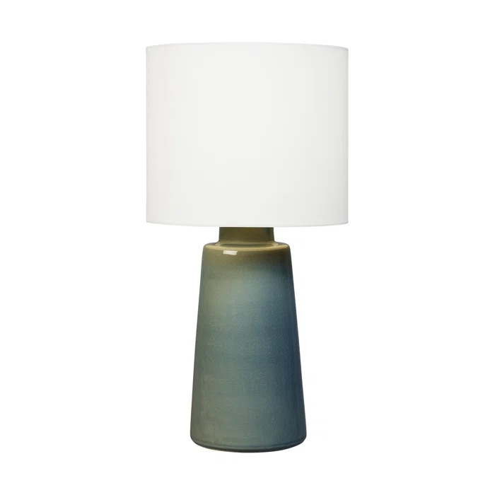 Blue Anglia Crackle Ceramic Table Lamp with White Linen Shade