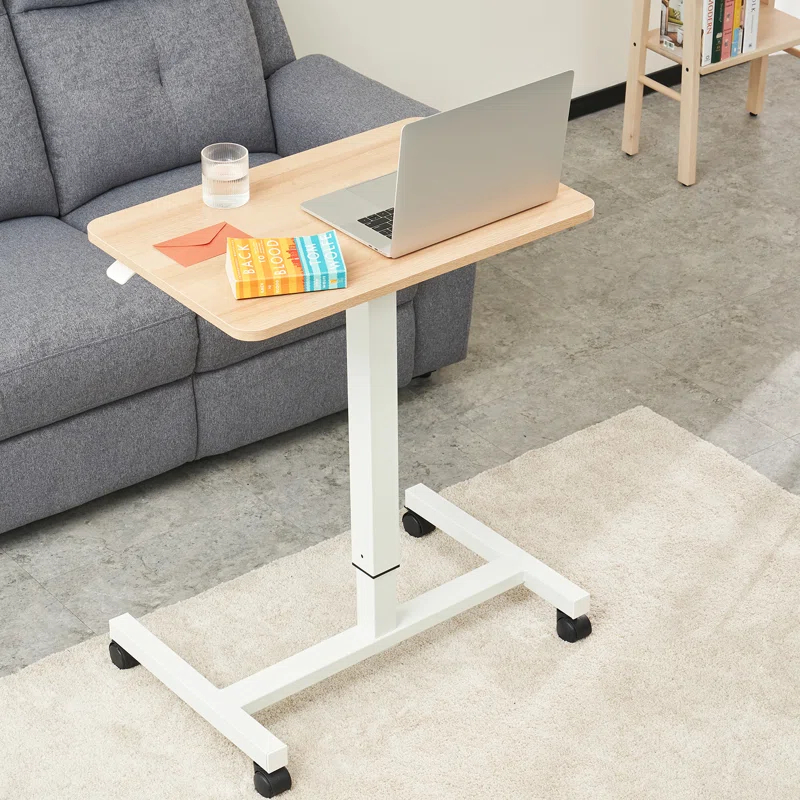 Clatina CLATINA Mobile Laptop Desk Pneumatic Sit to Stand Table Height Adjustable Rolling Cart