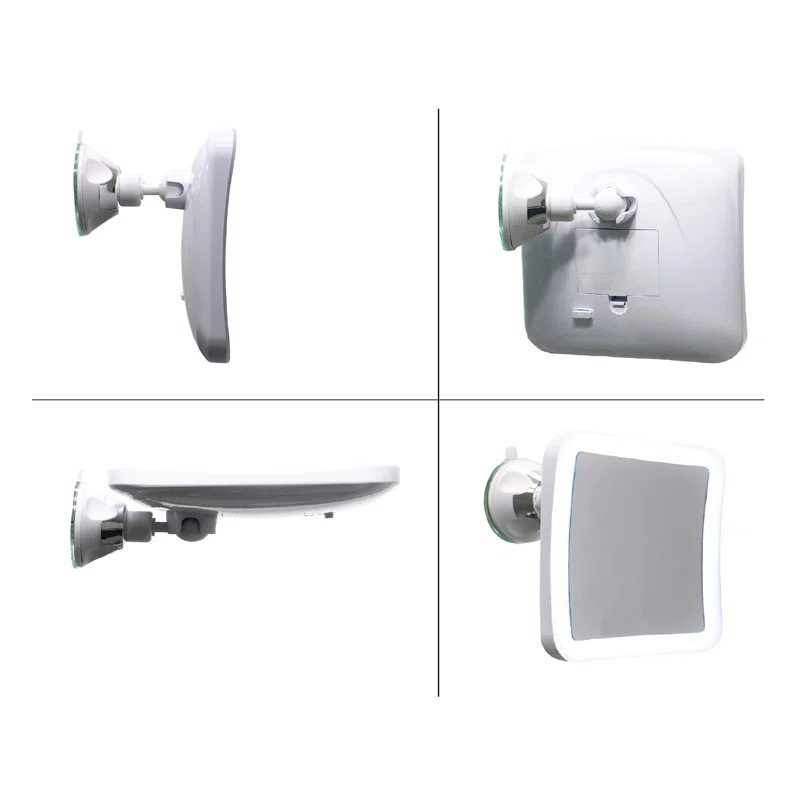 Square LED Lighted 10X Magnifying Makeup Mirror, Power Locking Suction Cup, Bright Diffused Light And 360 Degree Rotating Adjustable Arm, Portable Cordless Home And Travel Bathroom Vanity Mirror