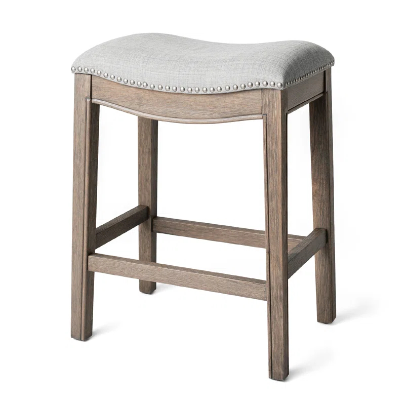 Maven Lane Maven Lane Adrien Backless Saddle Kitchen Stool with Fabric Upholstery