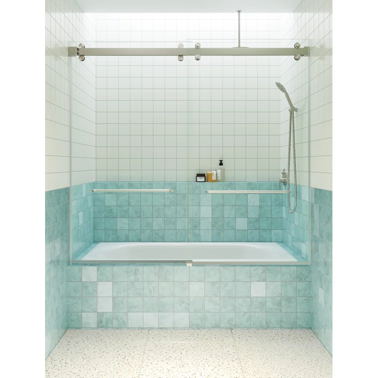 Glass Warehouse Polaris 60 in. x 66 in. Fully Frameless Sliding Bypass Bathtub Door B-2DSL60-66-BN