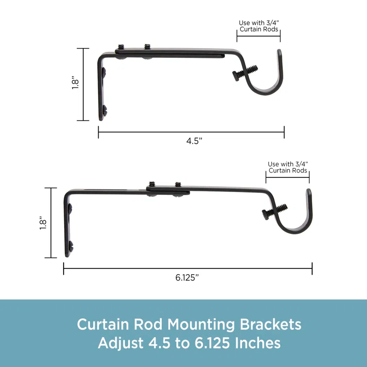 Kenney 3/4" Adjustable Brackets Curtain Rod Brackets & Reviews | Wayfair