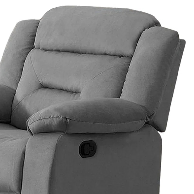 Benjara Niko Manual Recliner Chair, Plush Tufted Velvet, Solid Wood