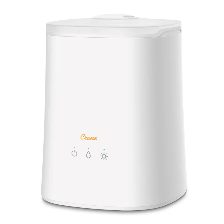 Crane USA 1.2 Gal. Cool Mist Ultrasonic Tabletop Humidifier 500 Sq. Ft., With Night Light, For Bedroom