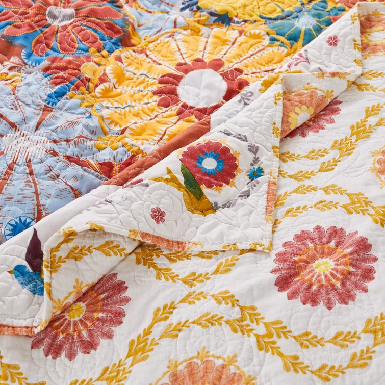 Barefoot Bungalow Topanga Floral Reversible Quilt Set
