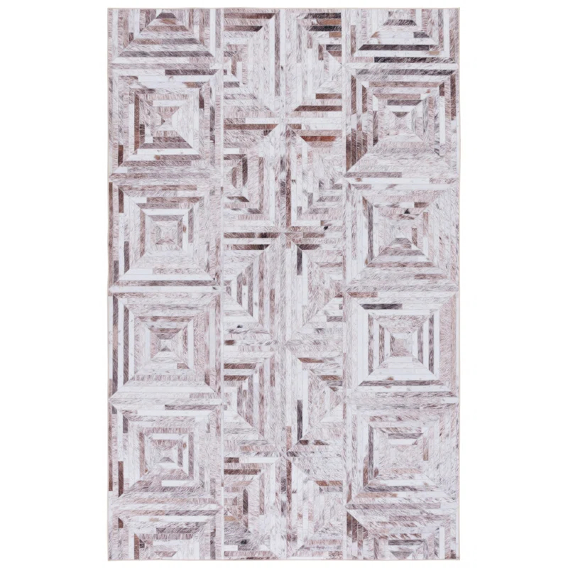 Foundry Select Faux Hide Performance Machine Washable Geometric Rug