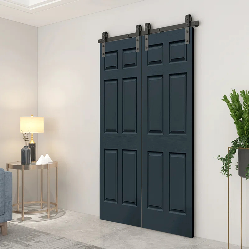 Calhome Paneled MDF Composite Double Bifold Barn Doors with Installation Hardware Kit