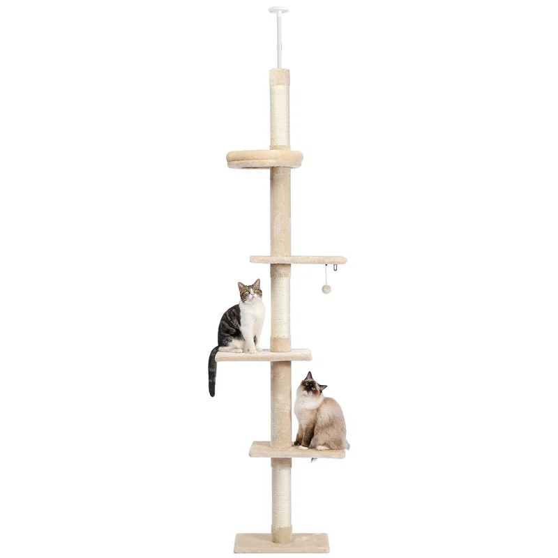 Interactive Adjustable 5-Tier Floor To Ceiling Cat Tower