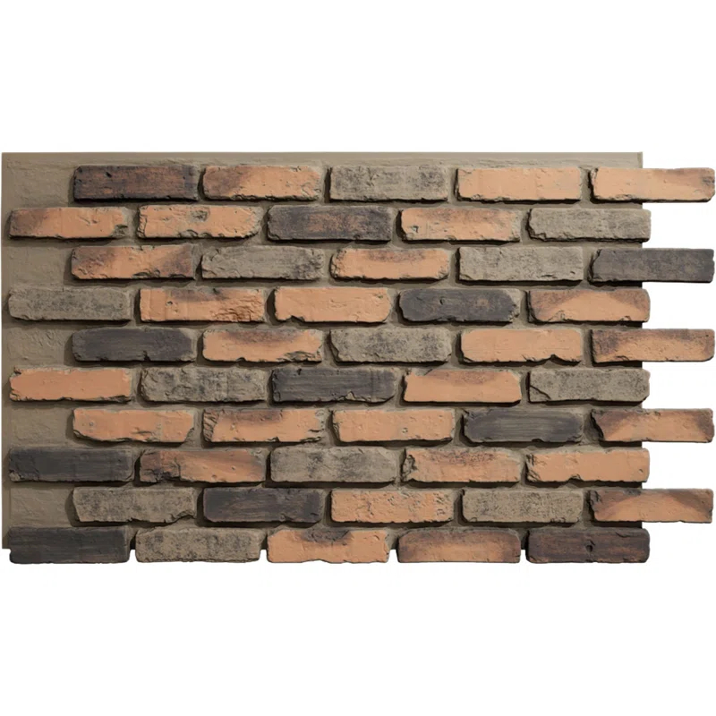 StoneCraft Aged Brick Faux Brick Panel, 46 7/8"W x 27"H x 1 1/4"D