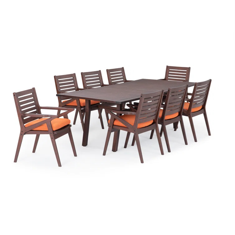 Corrigan Studio® Minhaj Rectangular 8 - Person 90" Long Dining Set With Sunbrella Cushion Covers