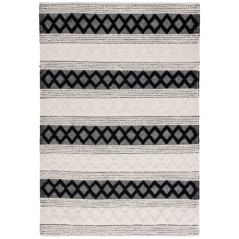 Hand Woven 80% Wool, 20% Cotton Geometric Rug