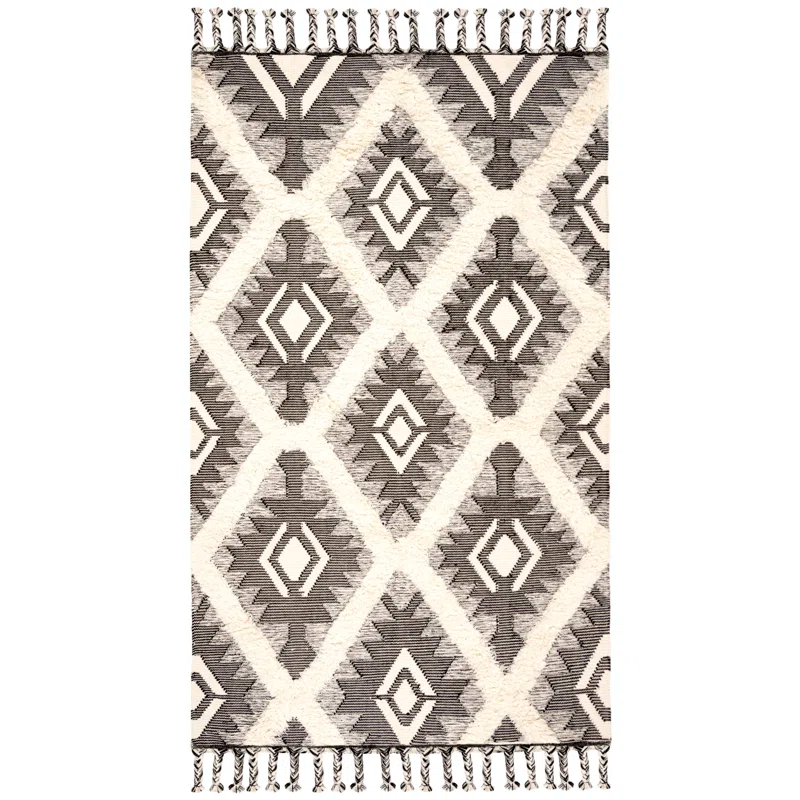 Foundry Select Cedarvale Kenya Hand Knotted Wool/Cotton Southwestern Rug in Ivory/Black