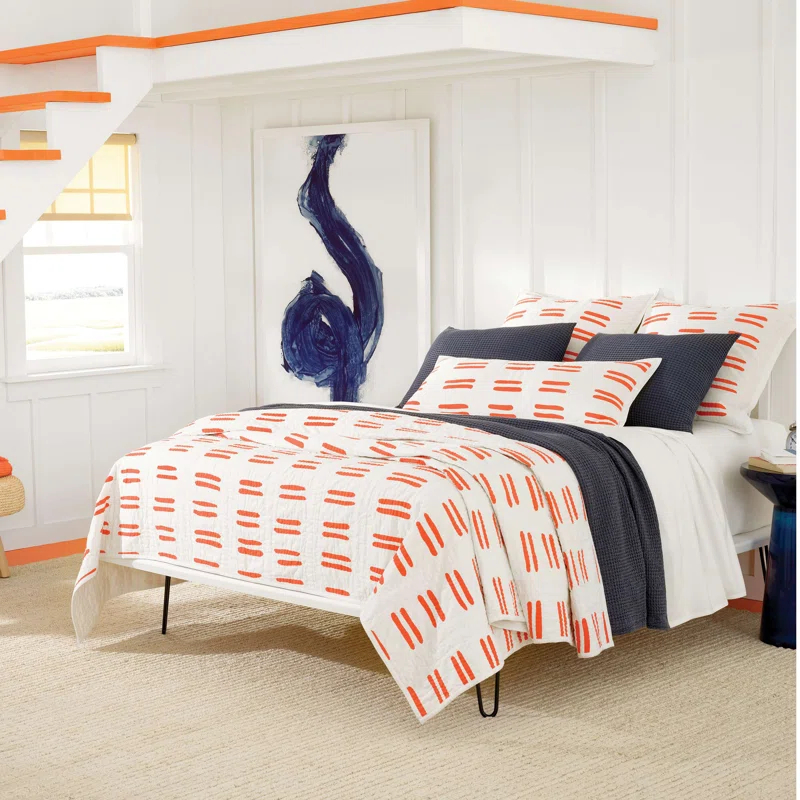 Pine Cone Hill Bold Strokes Tangerine Coverlet