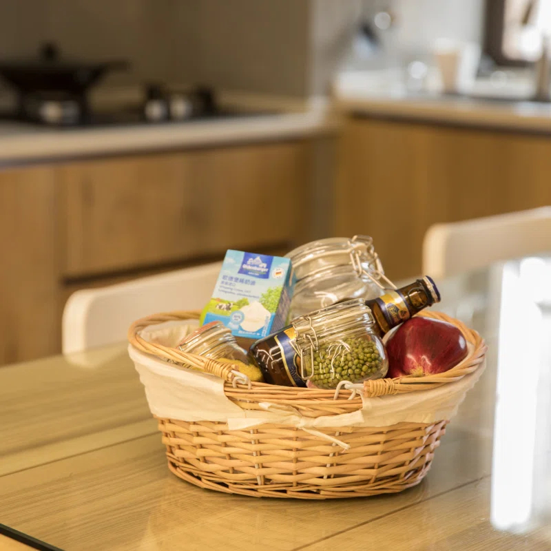 Quickway Imports Wicker Willow Picnic Basket with Double Drop - Down Handles